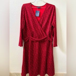 Lands End Women’s Red Rich Cherry Print Dress 14-16
